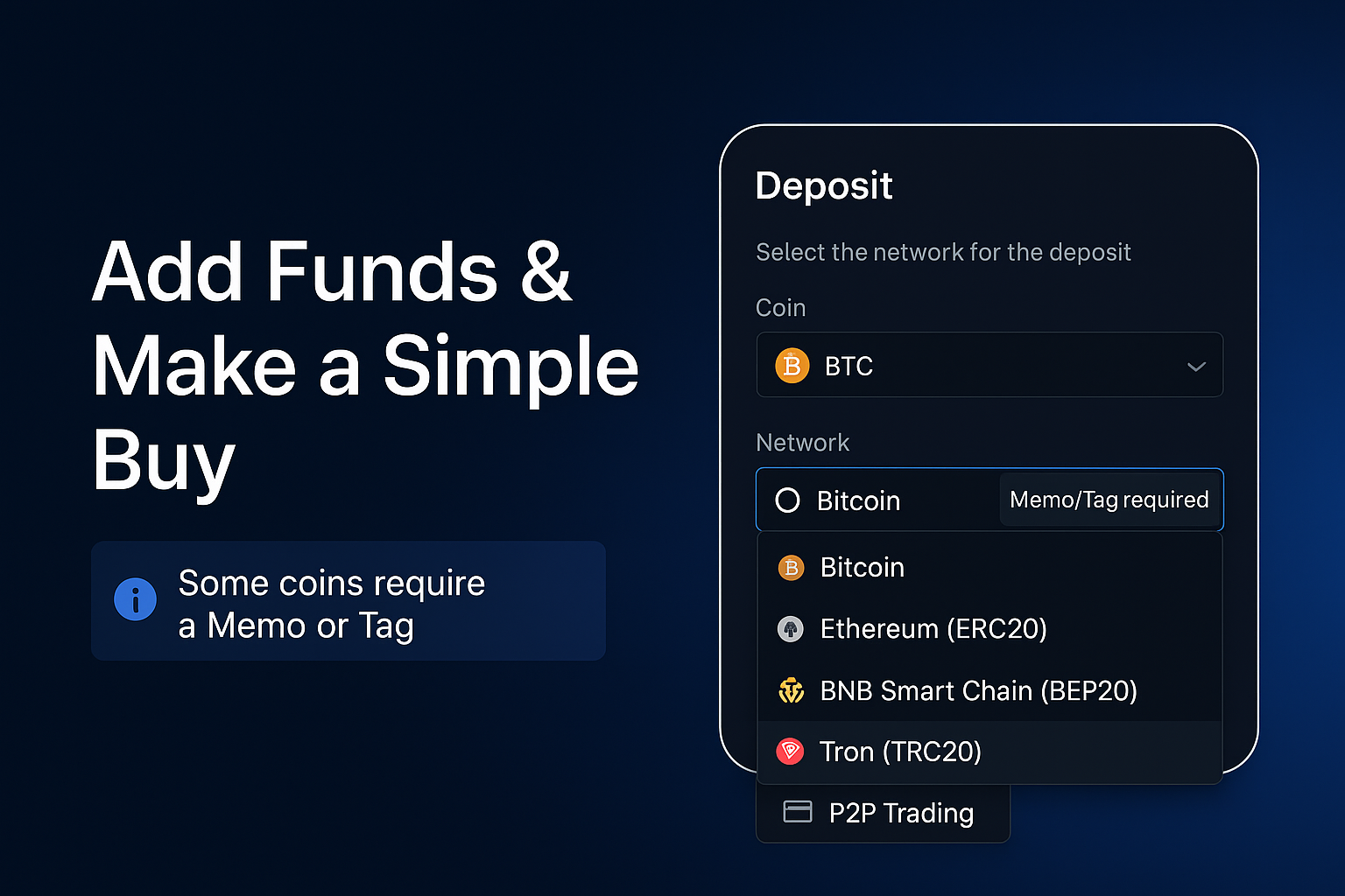Deposit to the correct network